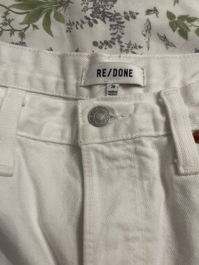 Re/Done White High-Rise Denim Shorts